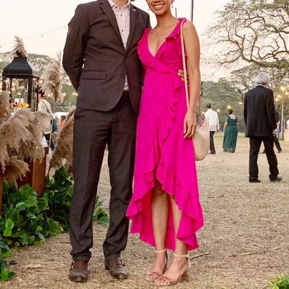 Topshop Hot Pink/ Magenta Midi Dress - Size 4/XS - Picture 2 of 3